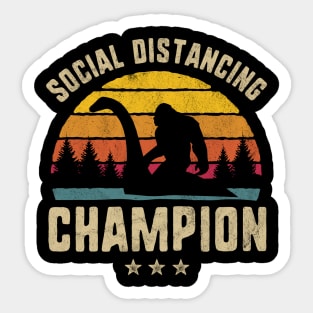 Social Distancing Champion Bigfoot Riding The Loch Ness Monster Sticker